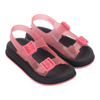Sandalia Infantil Barbie New Style - 23282 - Preto/rosa Glitter - Atacado